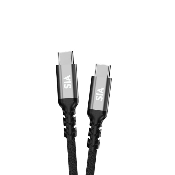 SIA Braided Cable - USB-C / 100W / 1 Meter / Black/Grey