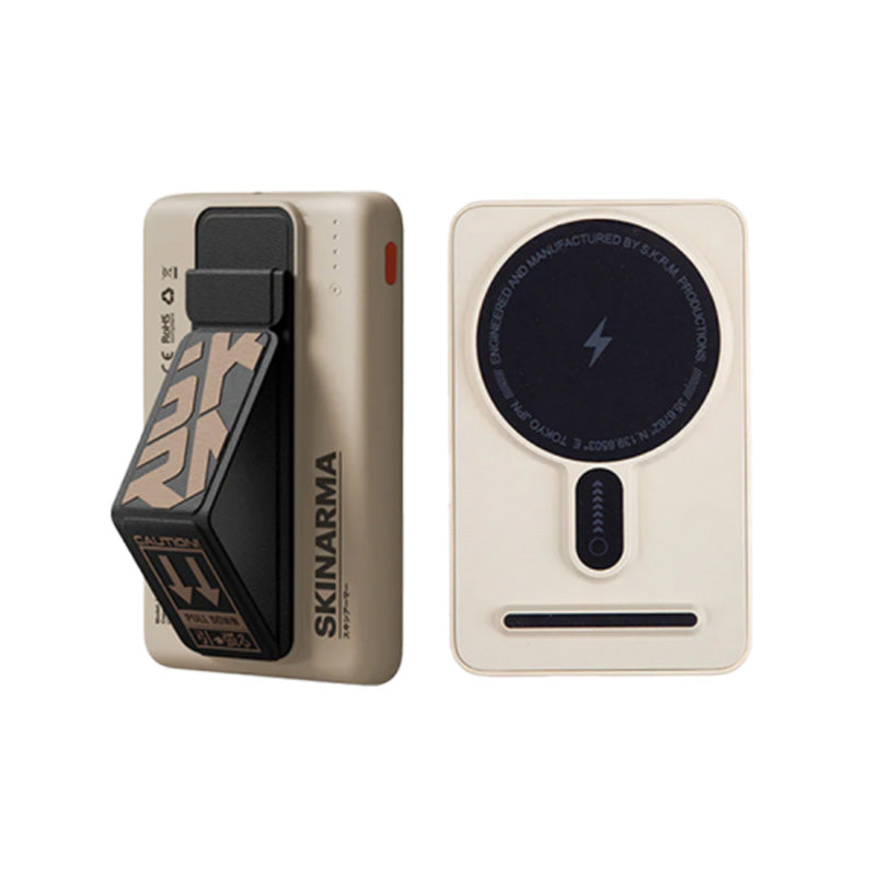 SKINARMA Magnetic Power Bank Smart Grip Stand - 15W / 5000 mAh / Wireless / USB - Beige Accessories > Power Bank
