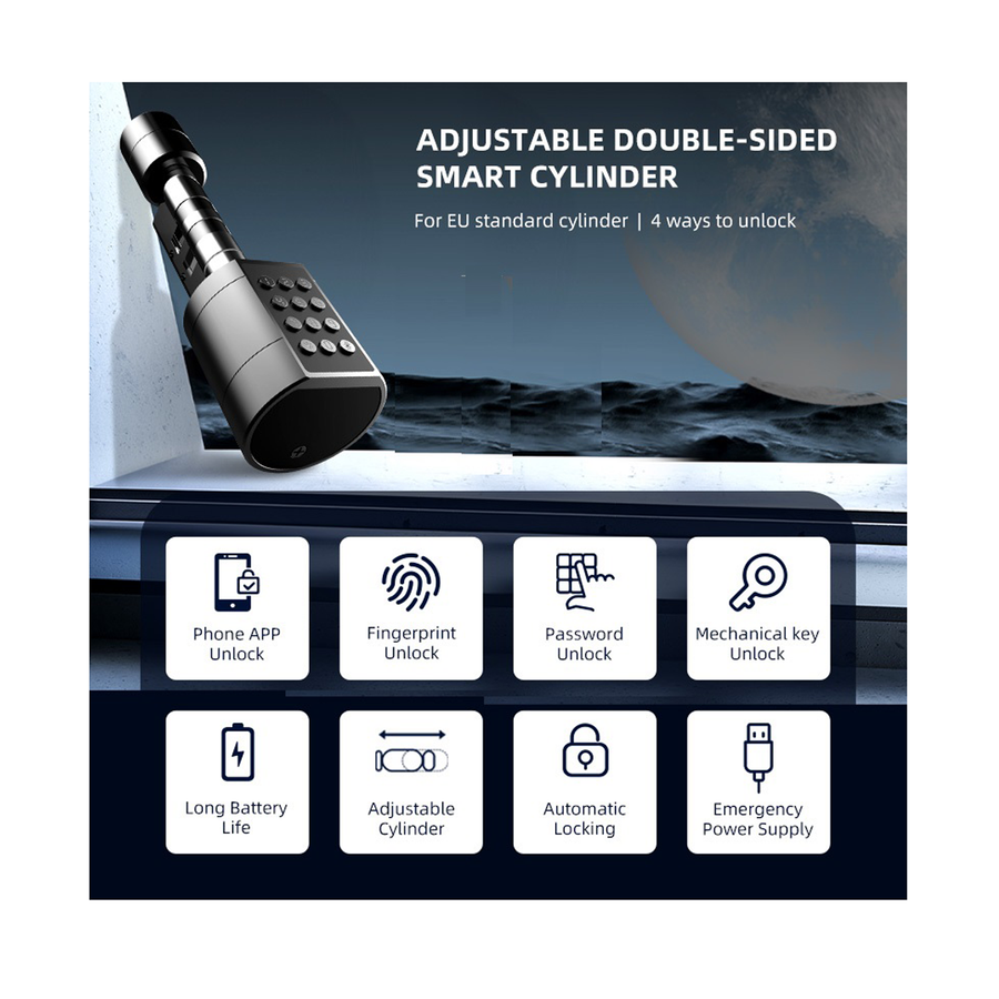 Gopeta Smart Cylinder Lock for Wooden Doors with 5 Smart Unlock Ways