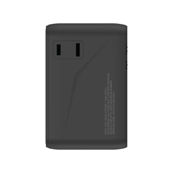 MOMAX Universal 4-Port Travel GaN Charger with Dual AC - 100W / USB-A / USB-C / Black
