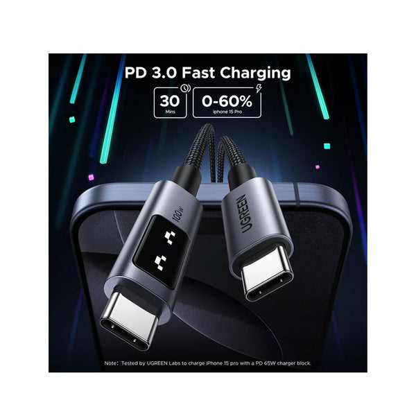 UGREEN Uno PD Fast Charging Cable - USB-C / 3 Meter / 100W / Black