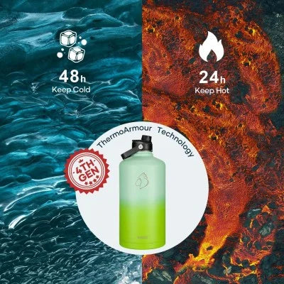 Buzio Duet Series Gallon Bottle with 2 Lids and Sleeve 3.8L - Gradient Green