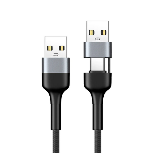 XPower BC24 8-in-1 Aluminium Alloy Sync & Charge Cable - 100W / USB-C / USB-A / Lightning / 2 Meter / Black