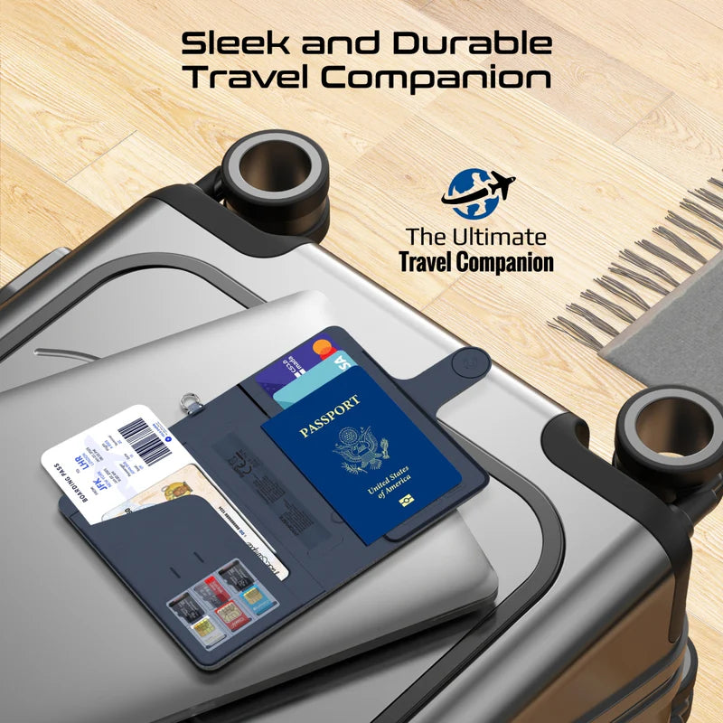 PROMATE Anti-Loss Slim Leather Passport Holder with RFID Protection & Smart Tracking - Blue