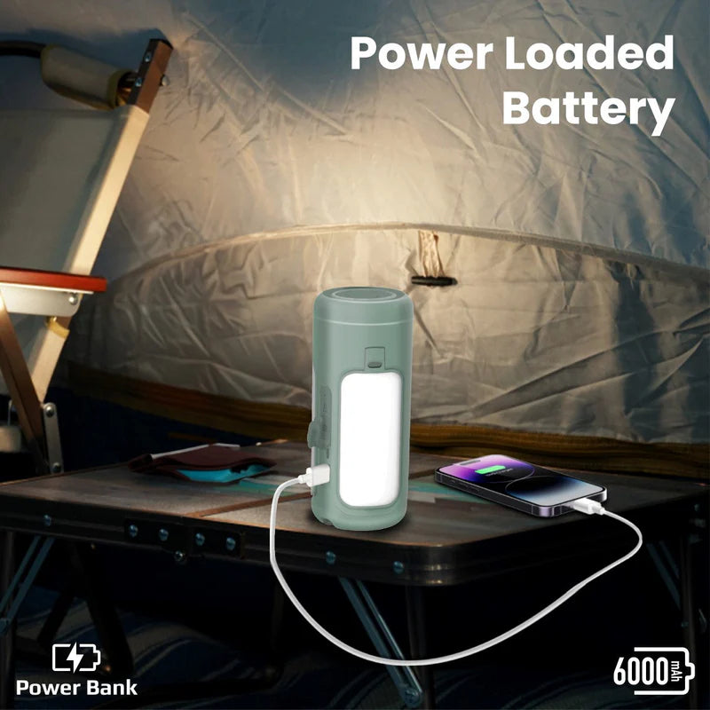 PROMATE Multifunctional Camping Kit with LED Light, 6000mAh Power Bank and Bluetooth Speaker