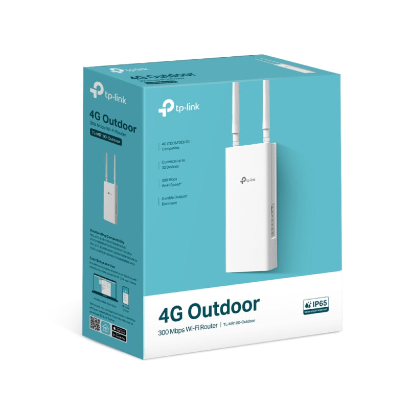 TP-Link (TL-MR100-Outdoor) 4G 300 Mbps Wi-Fi Outdoor Router - 4G / 2.4 GHz (300 Mbps) / LAN / WAN