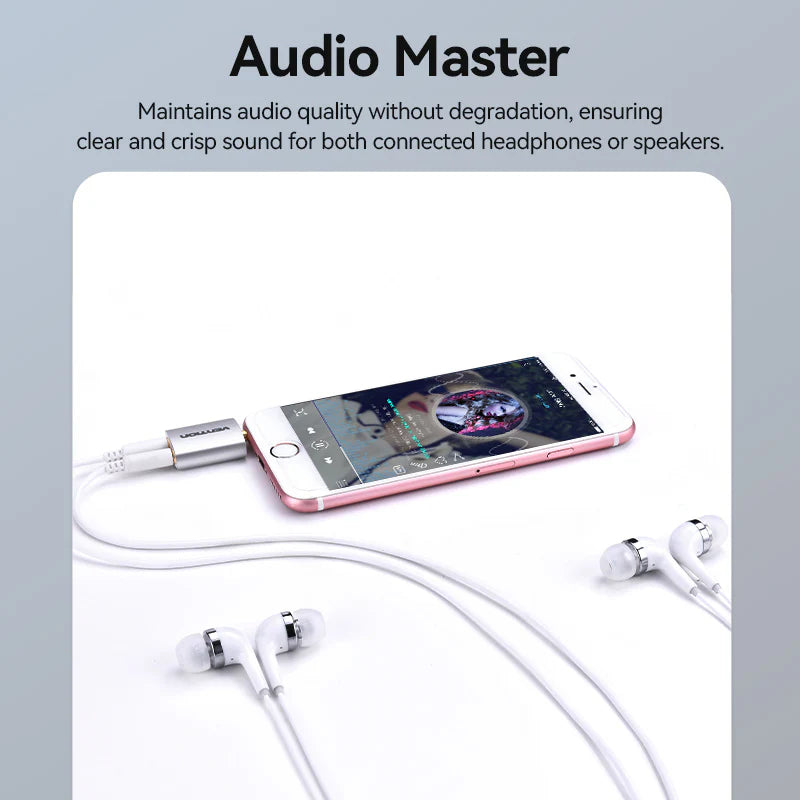 Vention 4 Pole 3.5mm Male to 2x 3.5mm Female Audio Adapter - Silvery
