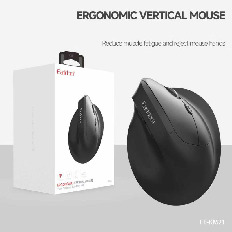 Earldom KM21 Ergonomic Vertical Mouse - Black