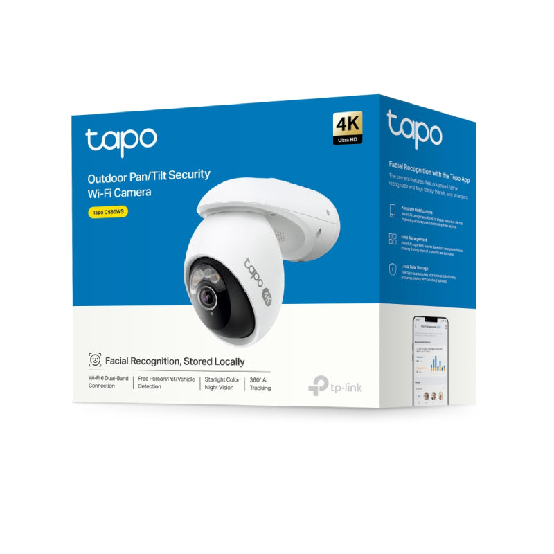 TP-Link Tapo C560WS Outdoor Pan/Tilt Security Wi-Fi Camera - 4K 8MP / Up to 25fps / Two-Way / AI Detection / Night Vision