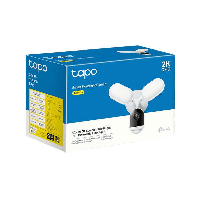 TP-Link TAPO C720 Smart Floodlight Camera - 2K QHD / Up to 15fps / Two-Way / AI Detection / Night Vision