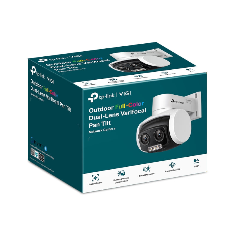 TP-Link VIGI C540V VIGI 4MP Outdoor Full-Color Dual-Lens Varifocal Pan Tilt Network Camera - 4MP / Up to 25fps / Two-Way
