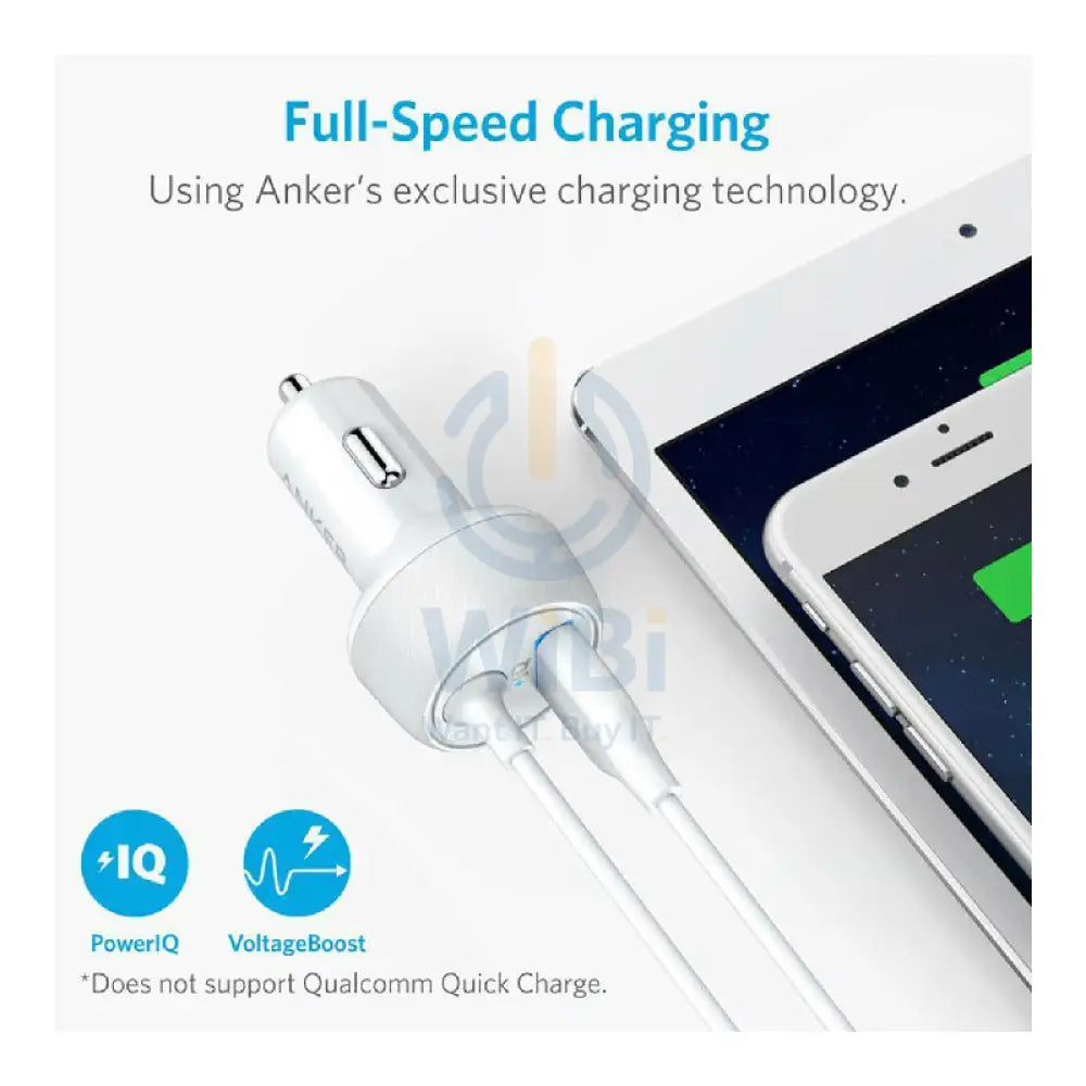 Anker PowerDrive 2 Elite Car Charger with Lightning Cable - USB-A / White Accessories > Mobiles & Tablets > Mobiles >