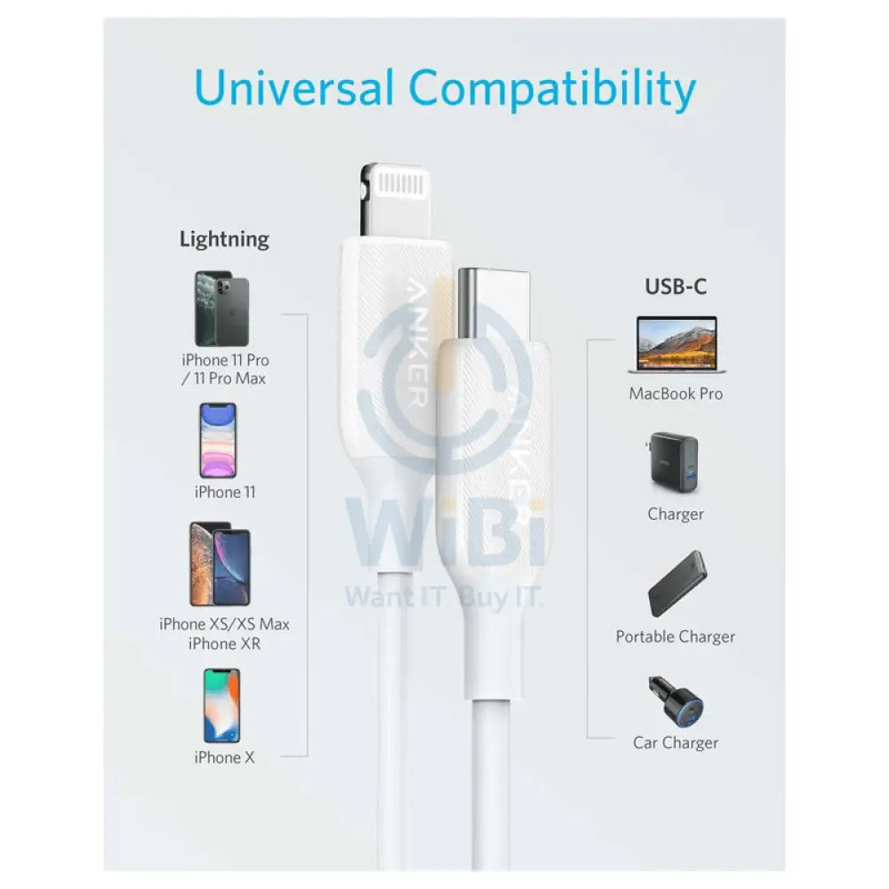 Anker PowerLine III Lightning Cable - USB-C / 1.8m / White Accessories > Cables & Converters > Cables