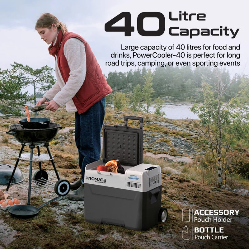 PROMATE CoolFast 40 Liters Portable Outdoor Mini Refrigerator with 52000mAh Powerpack