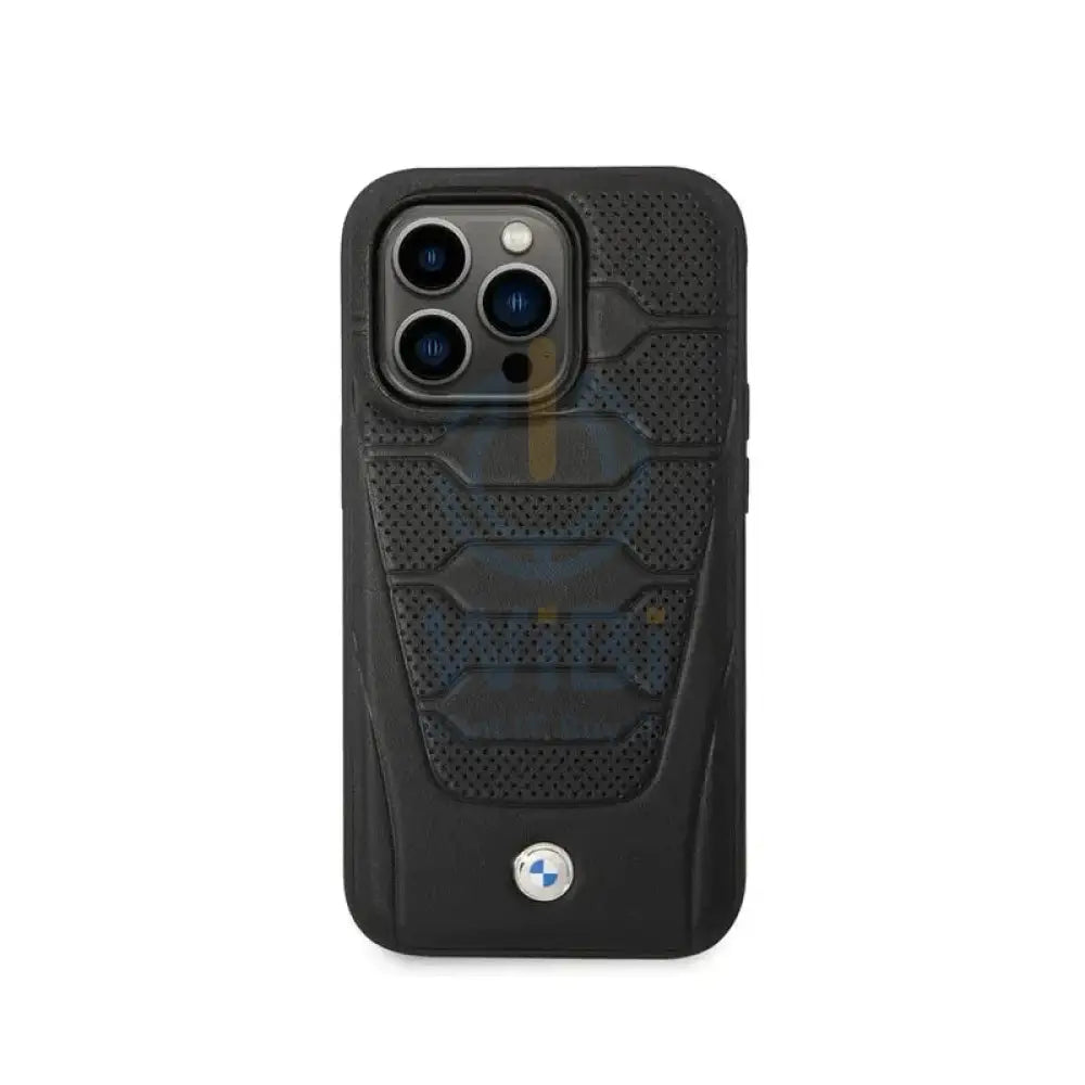 BMW iPhone 14 Pro Signature Collection Genuine Leather with Perforated Seats Design - Black Accessories > Mobiles &