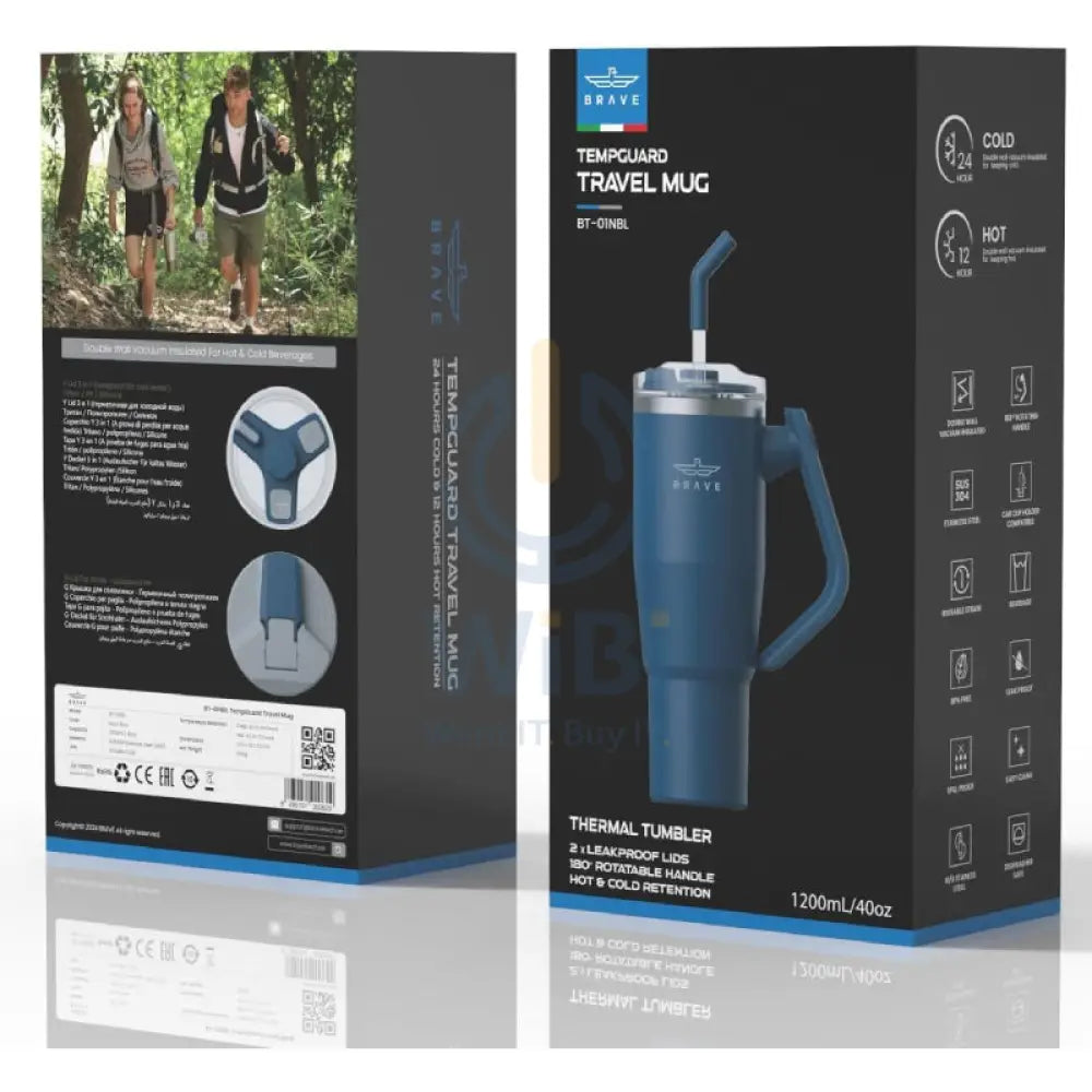 BRAVE Temp Guard Vacuum Insulated Travel Mug - 1200ml / Navy Blue Accessories > Outdoor & Travel