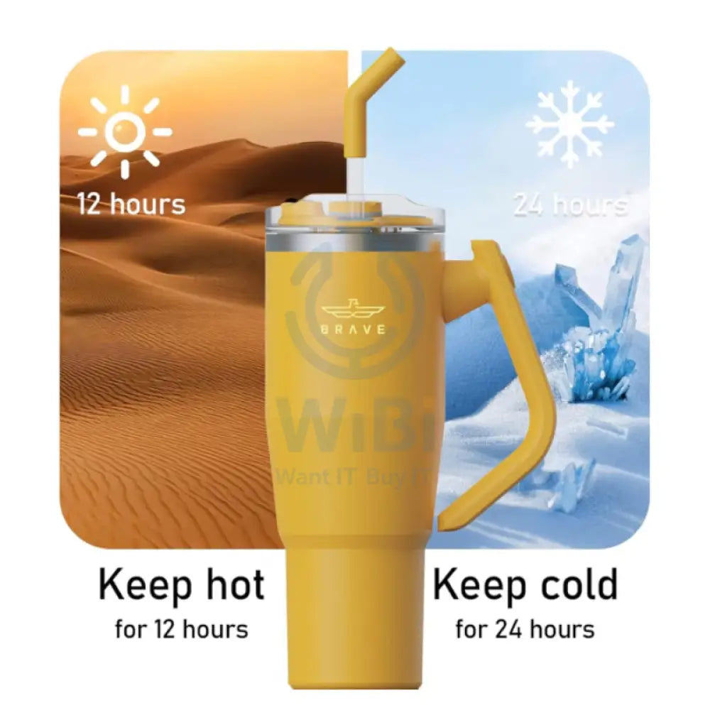 BRAVE Temp Guard Vacuum Insulated Travel Mug - 1200ml / Yellow Accessories > Outdoor & Travel
