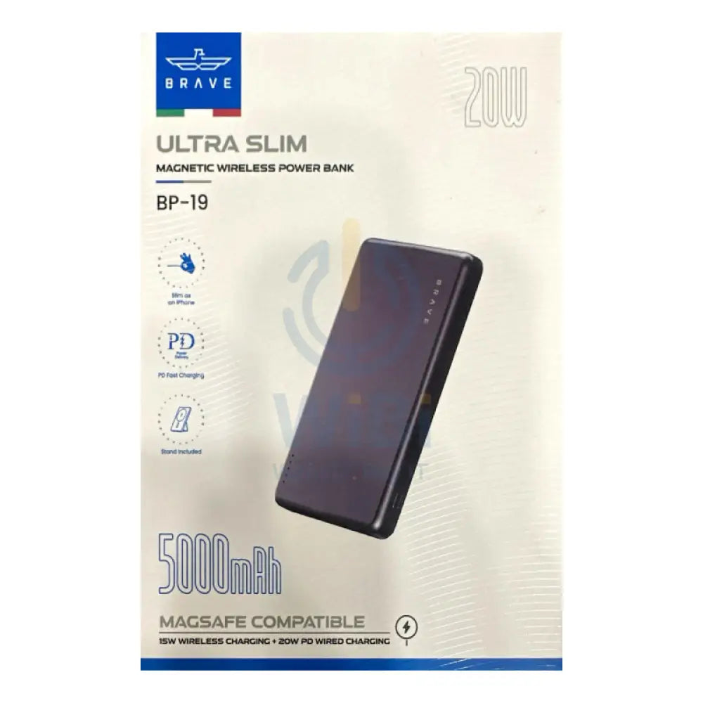 BRAVE Ultra Slim Magnetic Wireless Power Bank With Stand - 5000mAh / 15W / USB-C / Grey Accessories > Power Bank