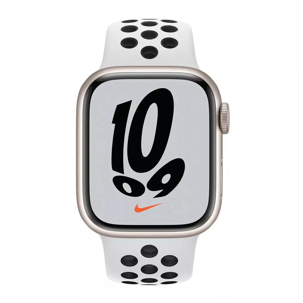 Apple Watch Series 7 45mm GPS + Cellular Starlight Aluminum Case Pure Platinum Black Nike Sports Band Accessories >