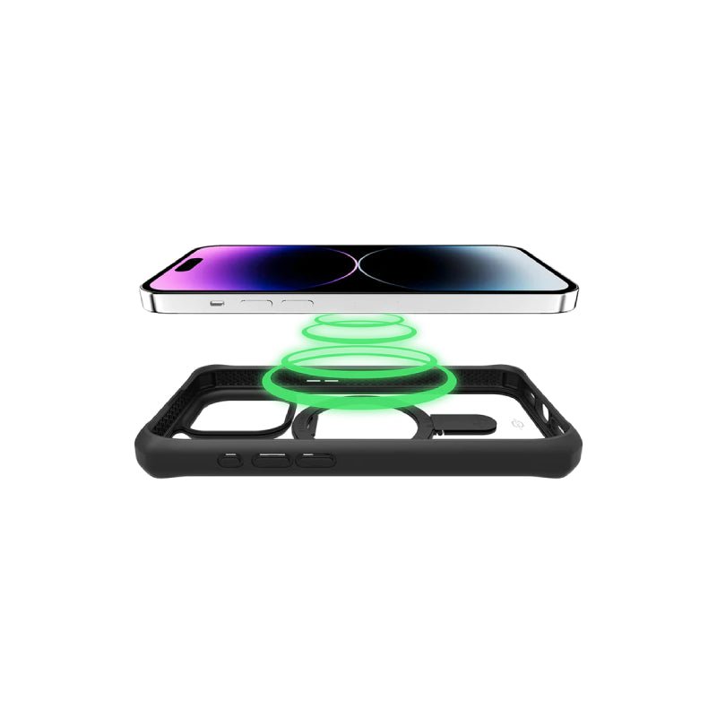 Itskins Hybrid Stand Magsafe Case - Apple iPhone 15 Pro / Black And Transparent Accessories > Mobiles & Tablets >