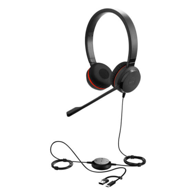 Jabra Evolve 20SE MS Stereo Headphone - Wired / USB-C/A / Black