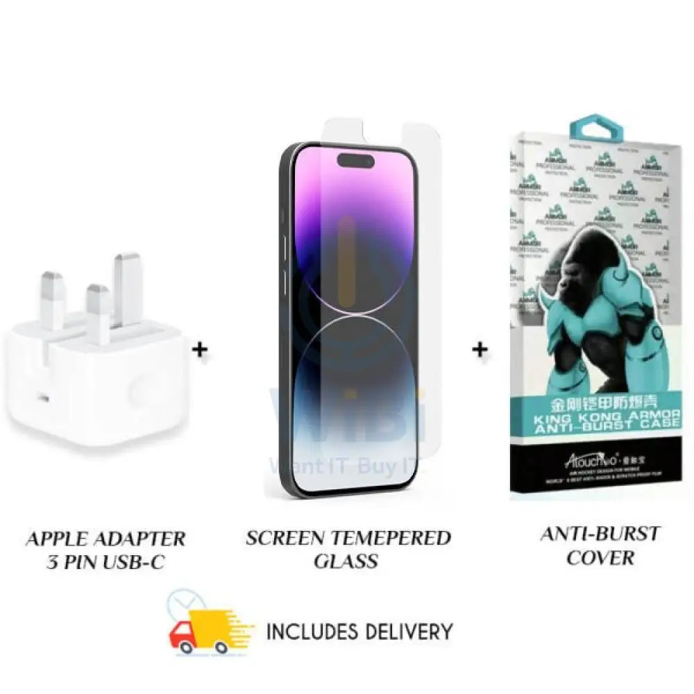 Combo Offer (Adapter + Screen Guard + Cover + Delivery) For iPhone 14 Pro Max Accessories > Mobiles & Tablets