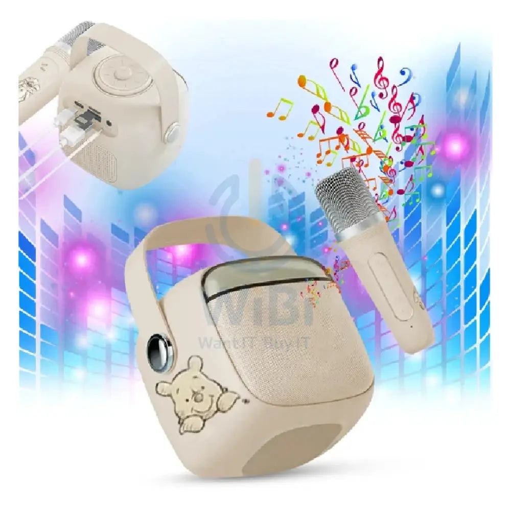 Disney QS-S3 Portable karaoke microphone speaker - Winne Beige Accessories > Audio > Speakers