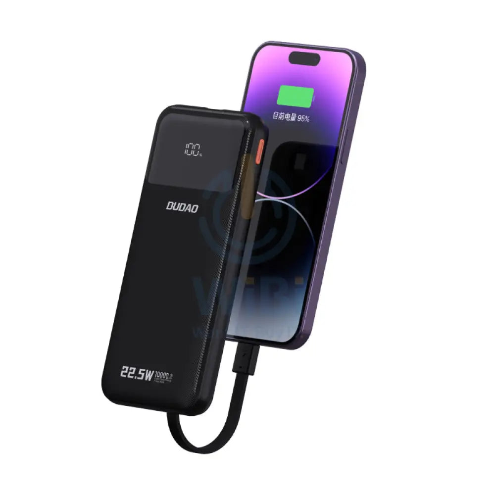 DUDAO K15 Upgrade Power Bank Built-in Cable - 10000mAh / 22.5W / Black Accessories > Power Bank