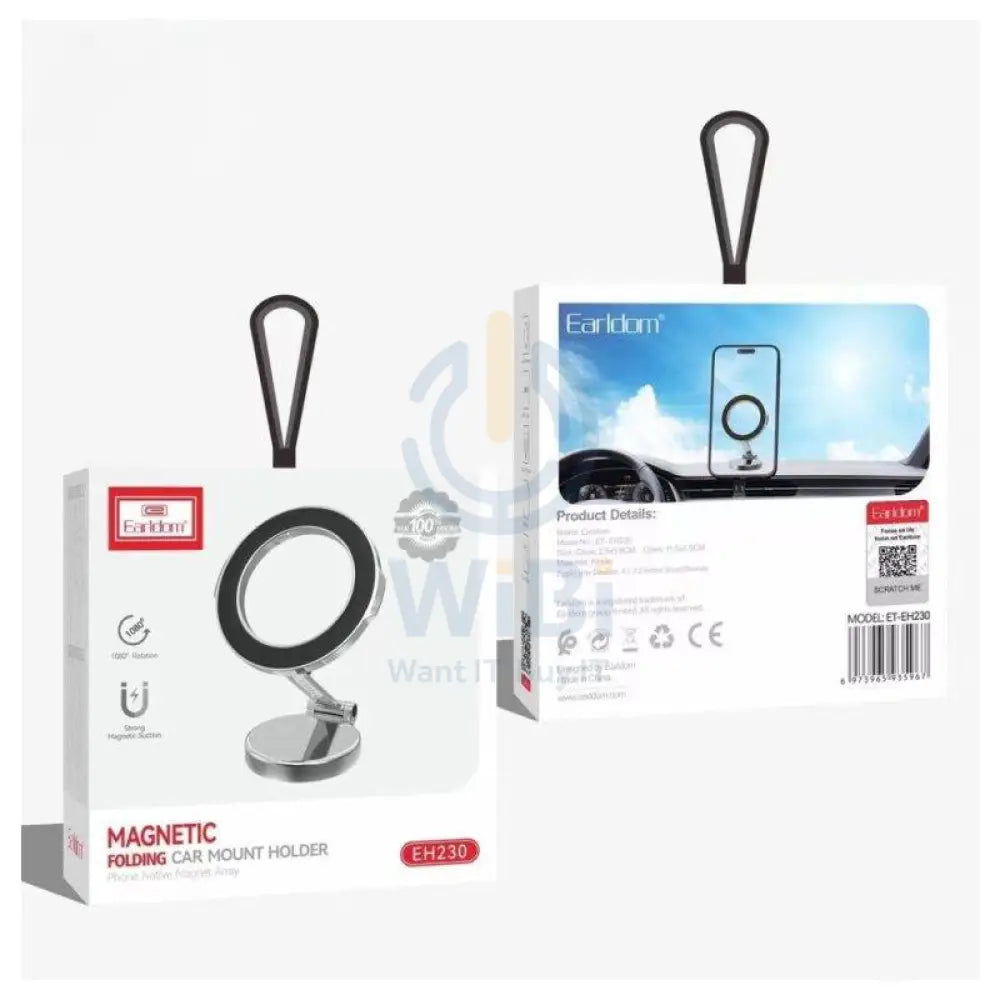 Earldom EH230 360 Degree Adjustable Adhesive Magnetic Car Holder - Silver Accessories > Mobiles & Tablets > Mobiles >