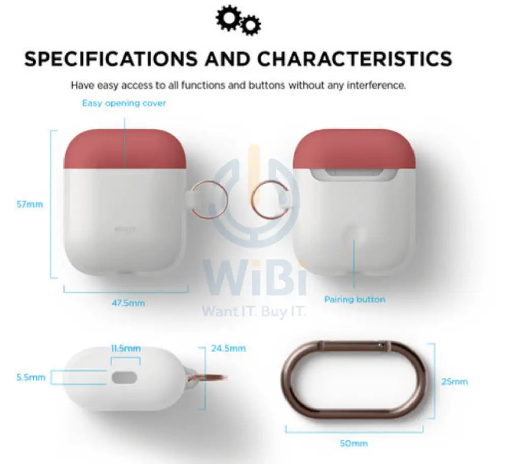 Elago AirPods 1 & 2 Duo Hang Case - Night Glow / Italian Rose Coral Blue Accessories > Mobiles & Tablets