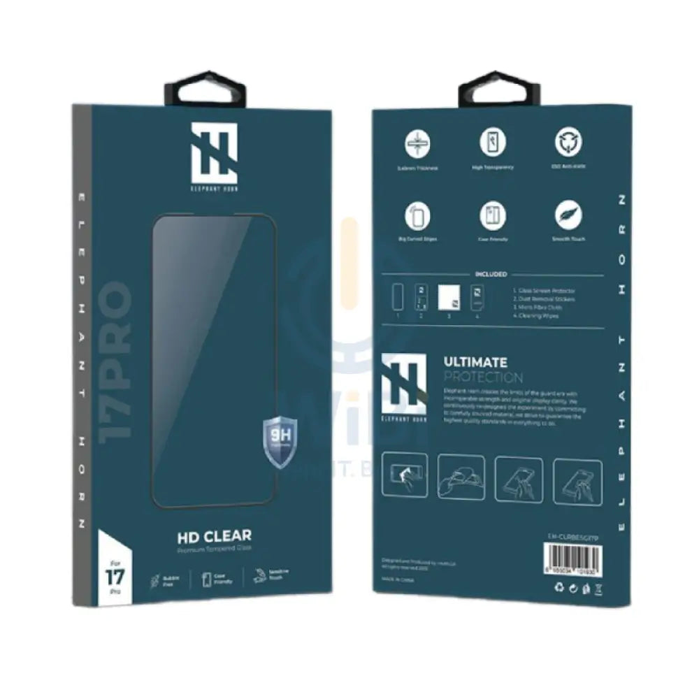 Elephant Horn HD CLEAR Tempered Glass For Apple iPhone 17 Pro - Clear Accessories > Mobiles & Tablets > Mobiles >