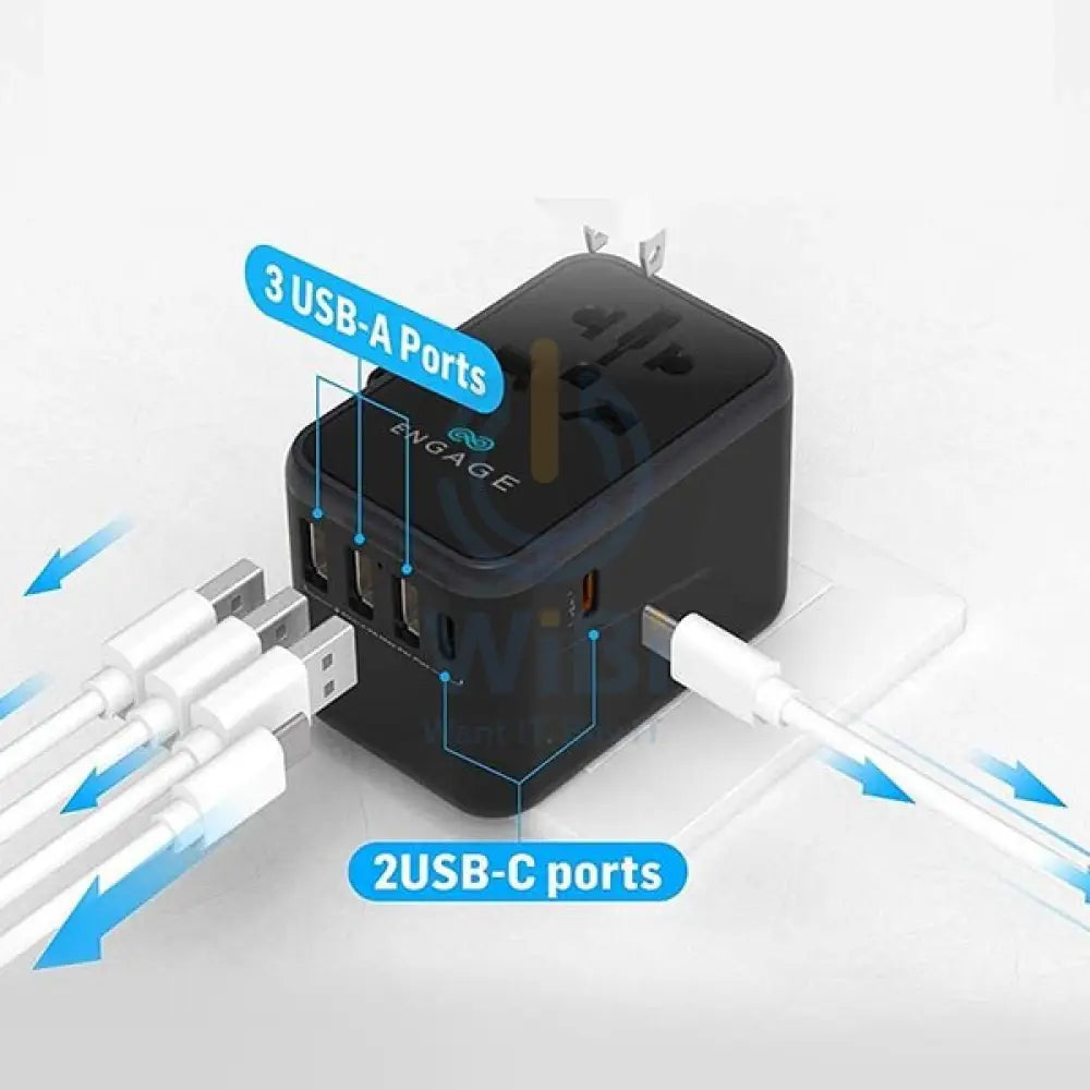 Engage 45W Universal Power Adapter with Dual PD Port - Black Accessories > Power Adapters