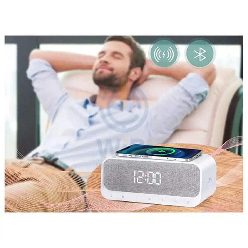 ENGAGE Multifuncation Speaker Digital Alarm Clock - 1200mAh / Bluetooth / USB / AUX / Type-C - White Accessories >