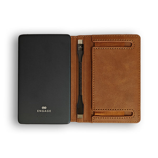 Engage 5000Mah Magnetic Powerbank Wallet (Light Brown)