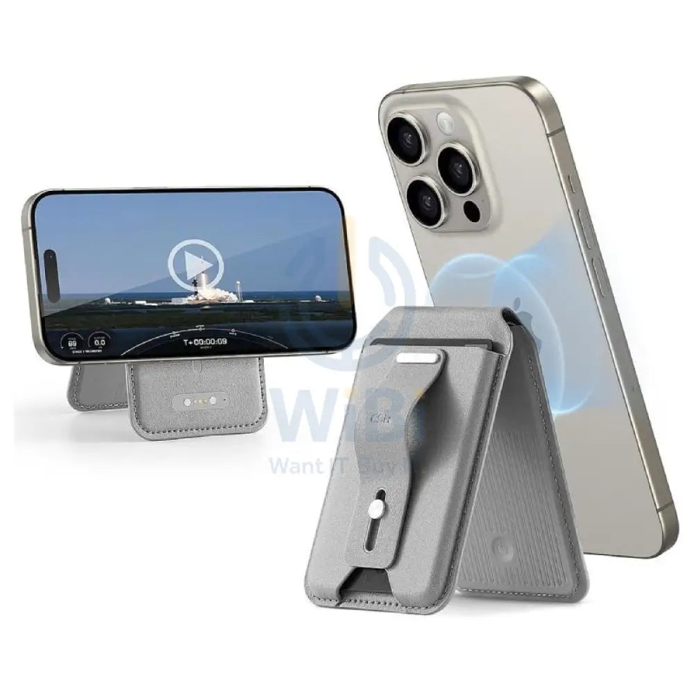 ESR HaloLock Geo Wallet Grip Stand - Natural Titanium Accessories > Head Phones Holder