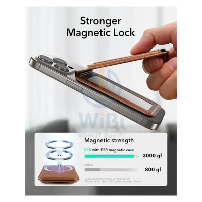 ESR Magsafe Leather Grip Stand - Tan Accessories > Mobiles & Tablets > Mobiles > Grips