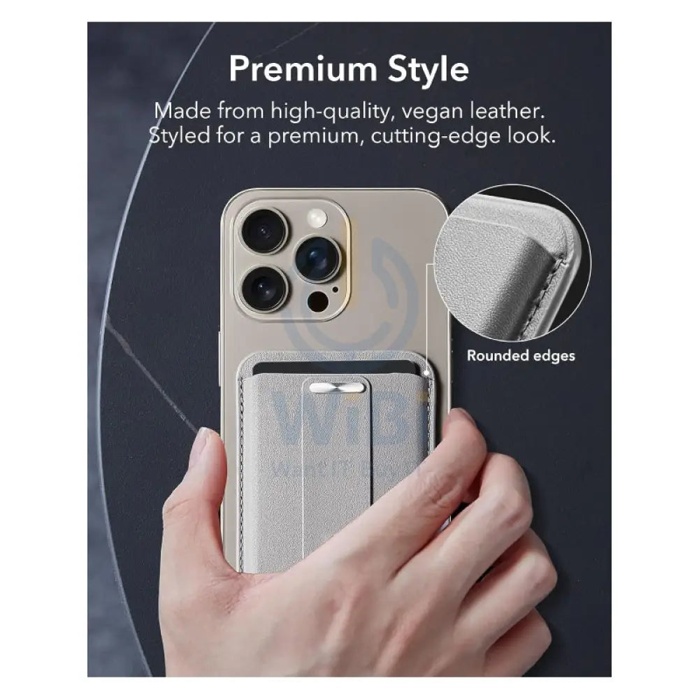 ESR Magsafe Leather Grip Wallet - Light Gray Accessories > Mobiles & Tablets > Mobiles > Grips