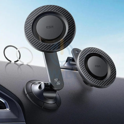ESR mini Dashboard Phone Mount (Magsafe) Black Carbon Fiber with Magnetic Rings Accessories > Mobiles & Tablets >
