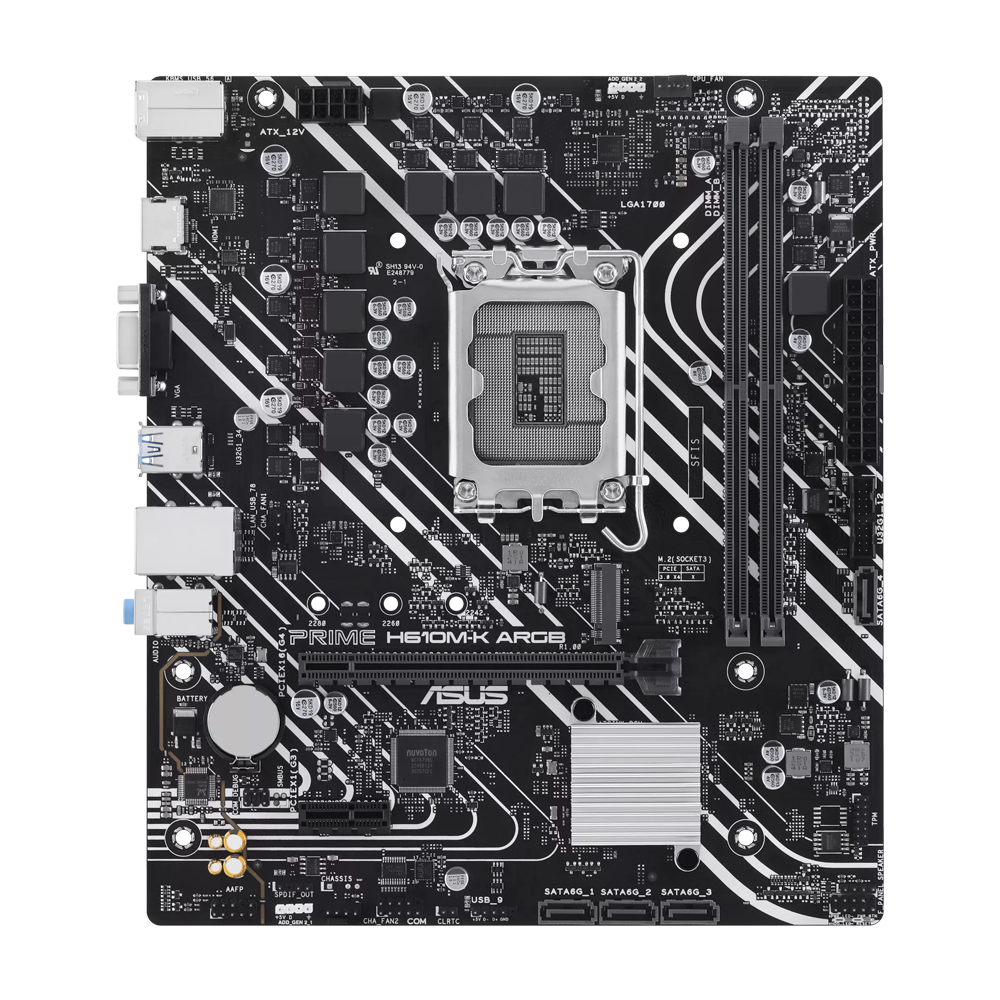 ASUS PRIME H610M-K Motherboard - ARGB / DDR5 / Ethernet / USB- Black