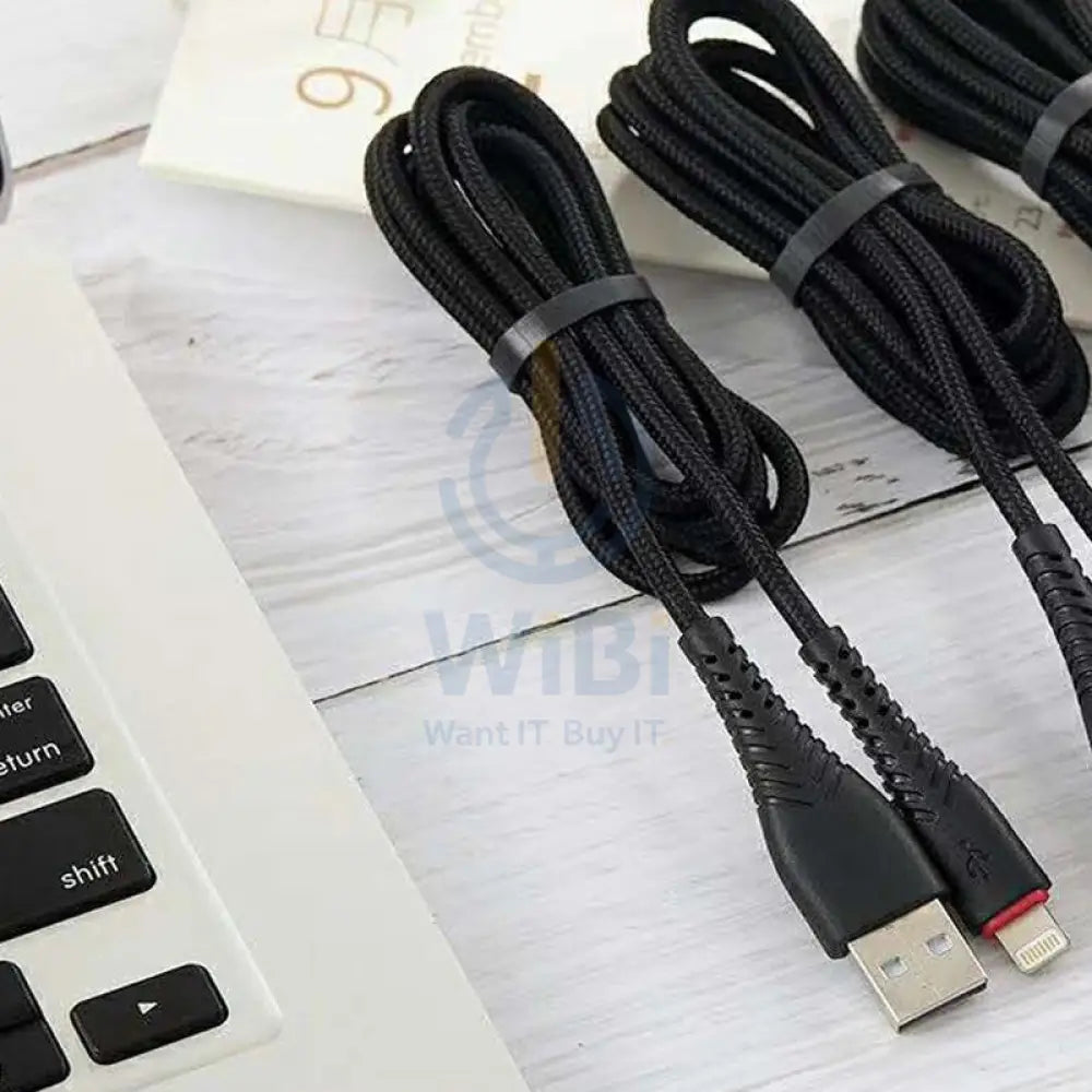 Foneng X15 Braid Lightning Data Cable Fast 2.4A - 1.2 Meter / Black Accessories > Cables & Converters > Cables