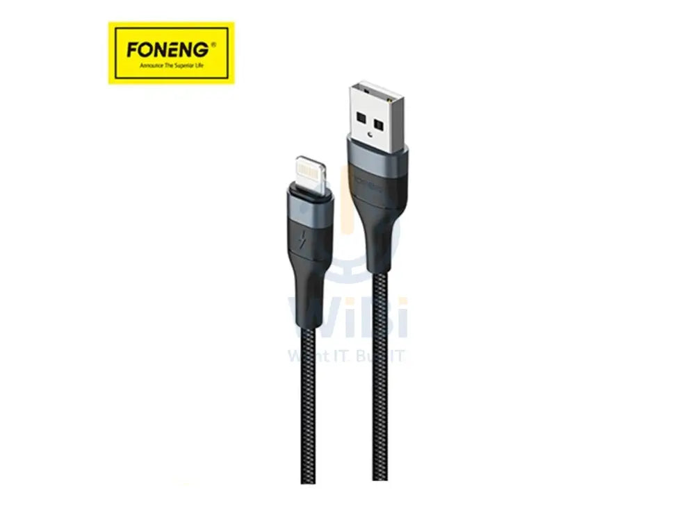 Foneng X51-L 2M Spiral Weaved Quick Charge Data Cable Fast 3A - Black Accessories > Cables & Converters > Cables