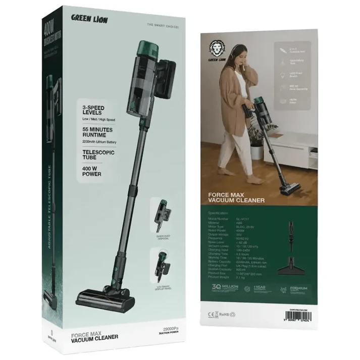 Green Lion Portable Force Max Vacuum Cleaner High Suction - Black