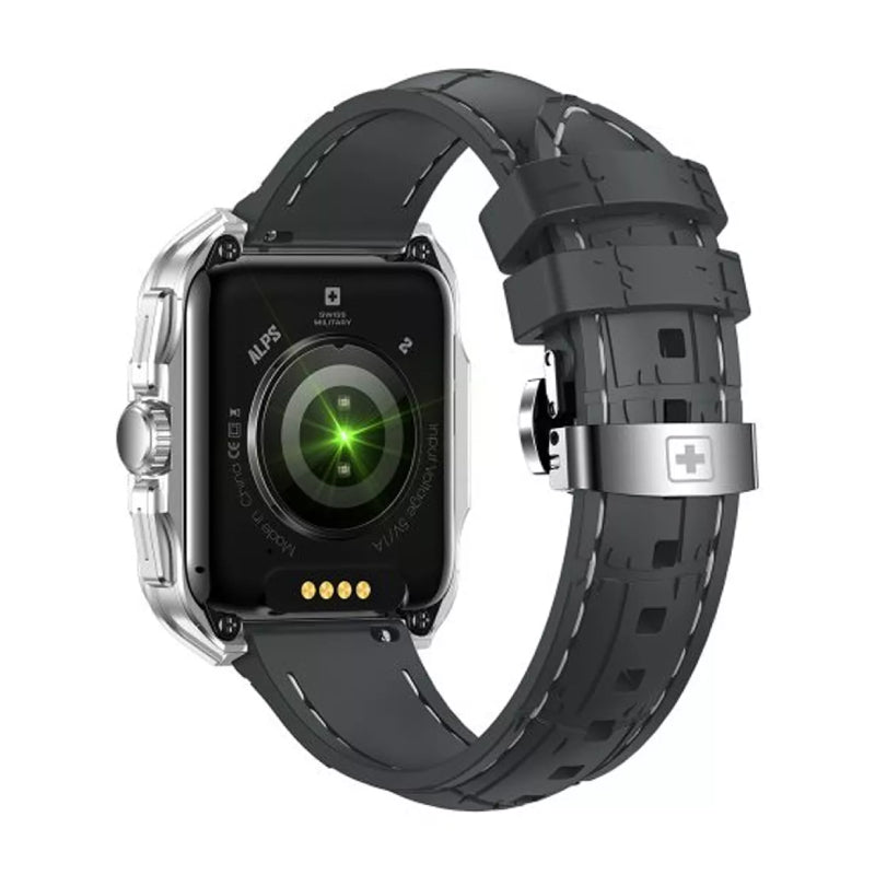 Swiss Military Smart Watch With Silver Frame and Grey Silicon Strap Smart Watches