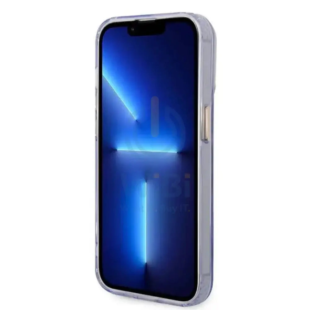 Guess Apple iPhone 14 Pro Max Magsafe Compatible Translucent Gold Outline & Logo - Purple Accessories > Mobiles &