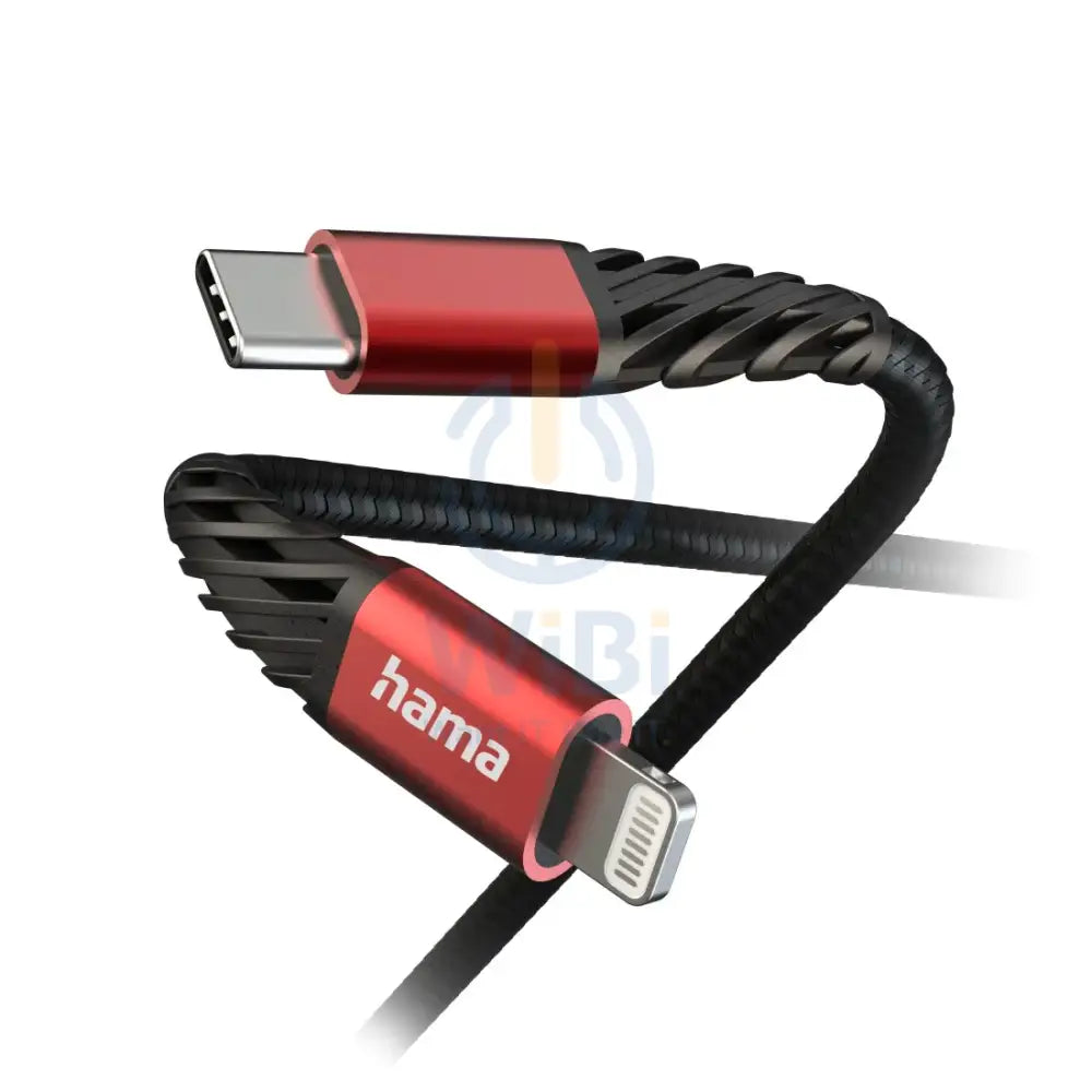Hama Type-C to Lightning Fast Charging-Data Cable 1.5 m - Black-Red Accessories > Cables & Converters > Cables