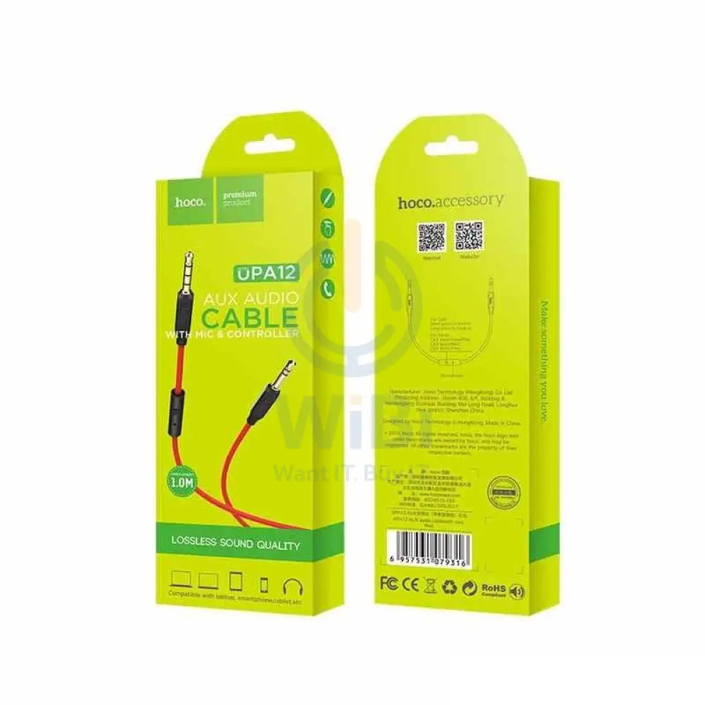 Hoco Cable 3.5mm to 3.5mm UPA12 audio AUX TPE braid with microphone Accessories > Cables & Converters > Cables