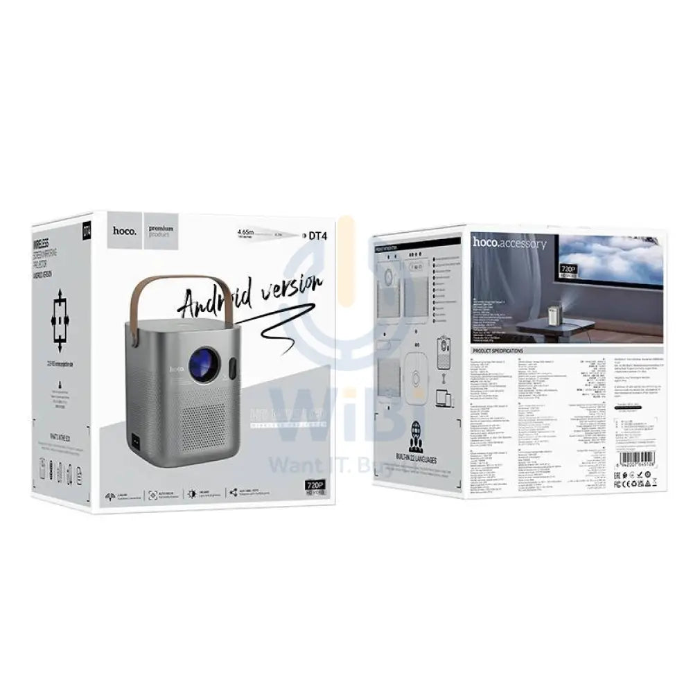 HOCO DT4 Smart Autofocus Projector Android version - 2.69-inch / Metal Grey Accessories > Monitors & Projectors