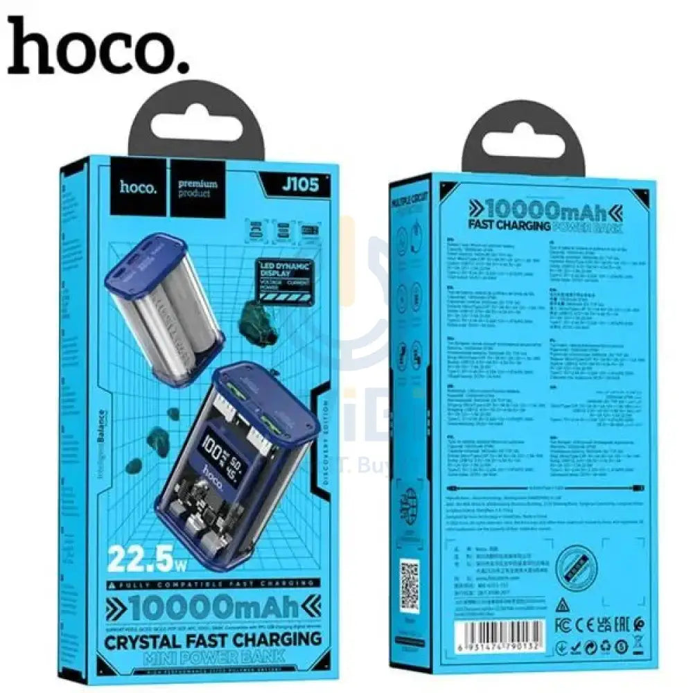 HOCO J105 Fully Compatible Power Bank 10000mAh 22.5W - Blue Accessories > Power Adapters