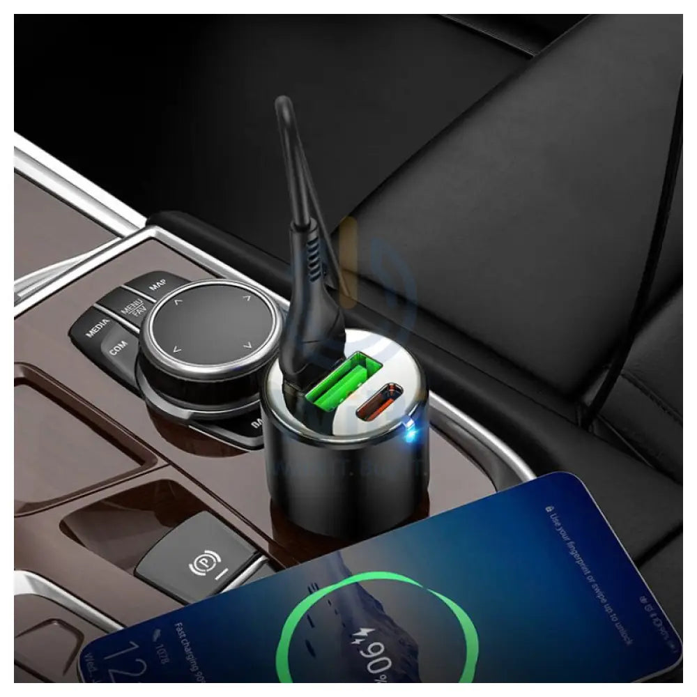 HOCO NZ6 PD45W Car Charger With USB-C Cable - USB-C / USB-A / Black