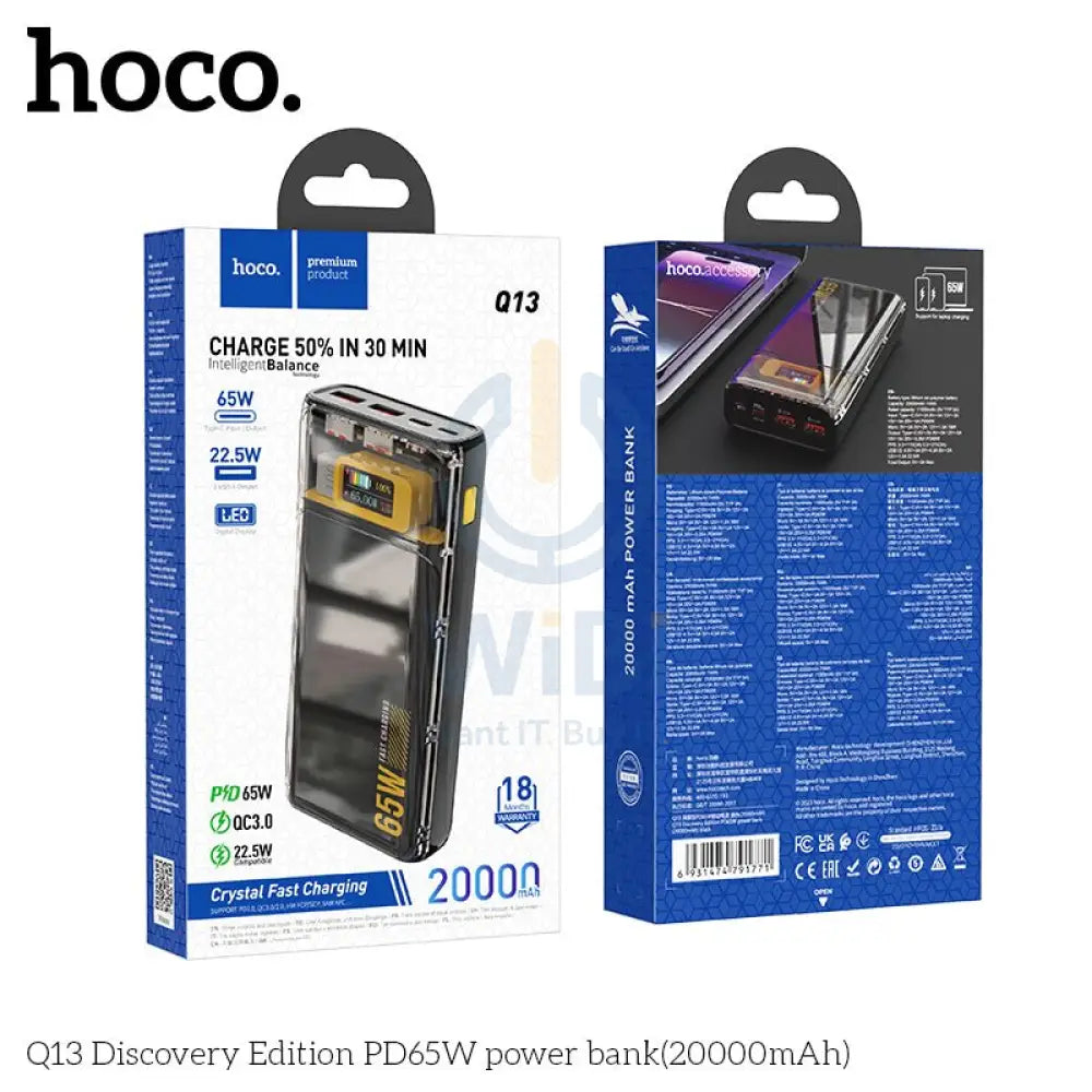 Hoco Q13 20000mAh PD65W LED Digital Display Portable Charging Power Bank Accessories > Power Bank > Offer Zone